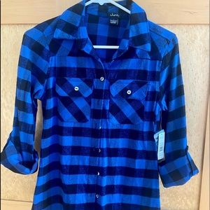 Royal Blue justify flannel shirt S